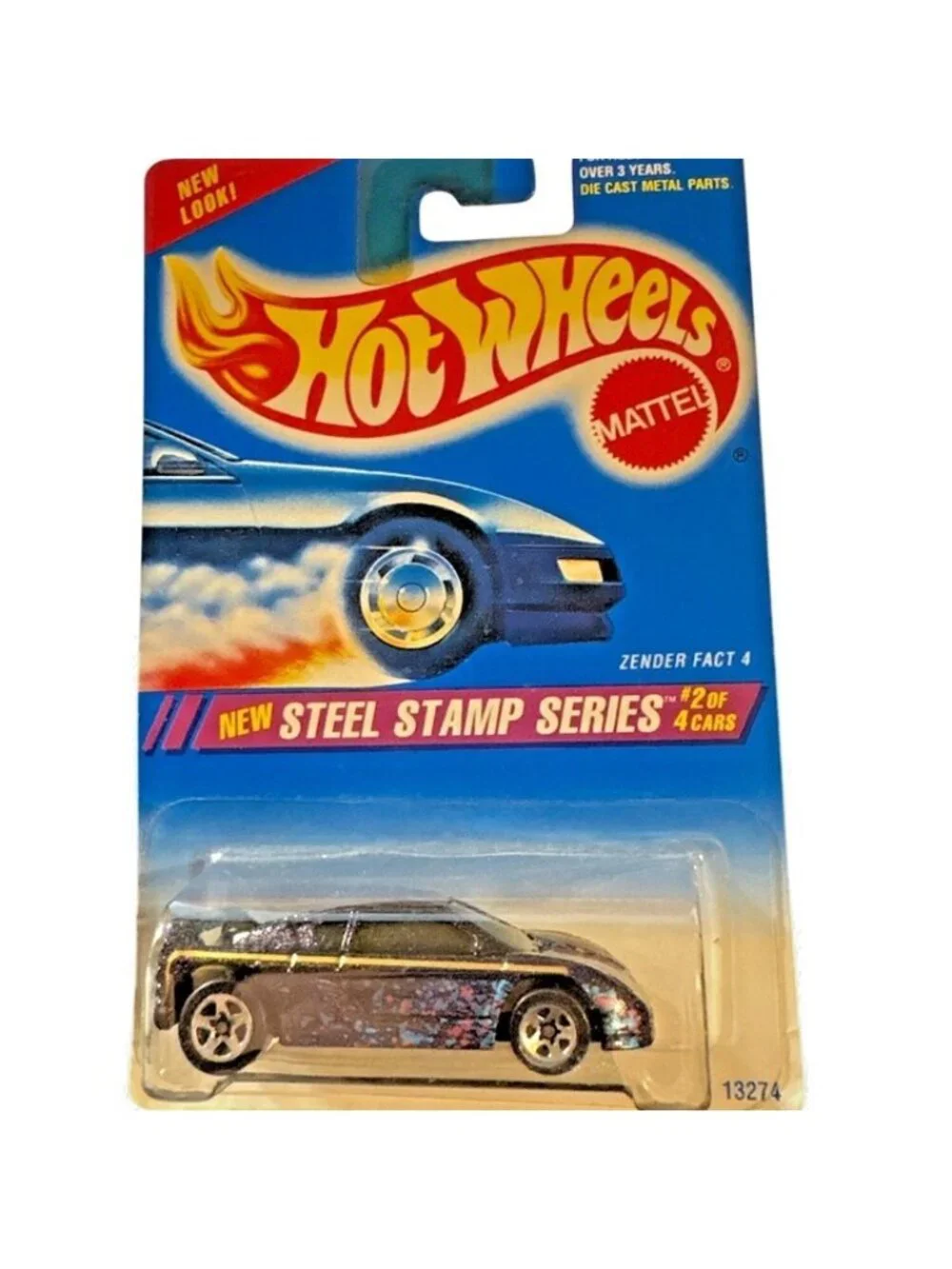 Vintage Die Cast Hot Wheels Mattel Steel Stamp Series Zender Fact 4 #2/4 Car New